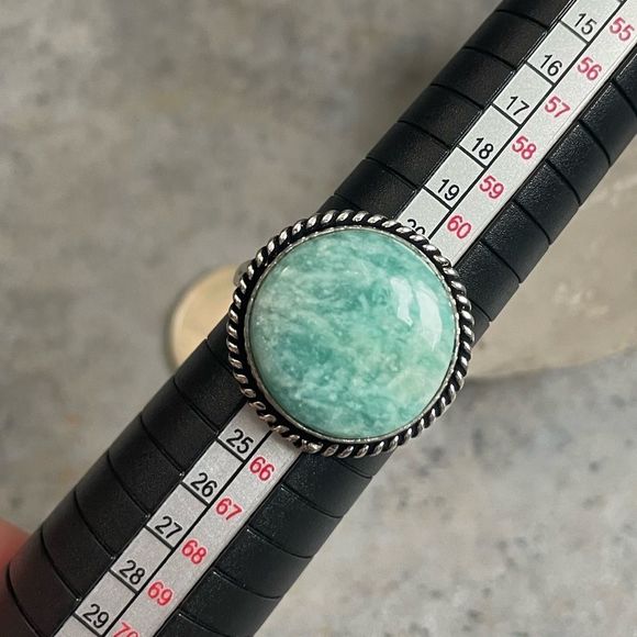 Amazonite Sterling Plated Ring 10.5 - Picture 7 of 8